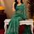  green chanderi cotton blend printed  1 minute ready to wear saree with unstitched blouse piece