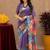  purple chanderi cotton blend printed 1 minute ready to wear saree with unstitched blouse piece
