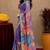  purple chanderi cotton blend printed 1 minute ready to wear saree with unstitched blouse piece