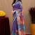  purple chanderi cotton blend printed 1 minute ready to wear saree with unstitched blouse piece