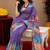  purple chanderi cotton blend printed 1 minute ready to wear saree with unstitched blouse piece