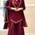 Wine silk blend embroidered palazzo set