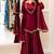 Wine silk blend embroidered palazzo set