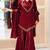 Wine silk blend embroidered palazzo set