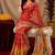  red yellow chanderi cotton blend printed  1 minute ready to wear saree with unstitched blouse piece