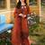 Dark-orange rayon embroidered palazzo set