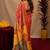  red yellow chanderi cotton blend printed  1 minute ready to wear saree with unstitched blouse piece