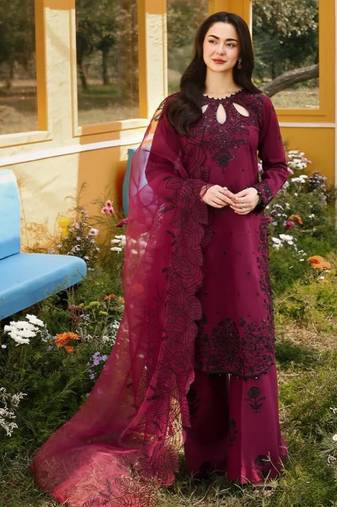 Wine rayon embroidered palazzo set