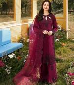 Wine rayon embroidered palazzo set
