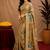  beige chanderi cotton blend printed  1 minute ready to wear saree with unstitched blouse piece