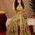  beige chanderi cotton blend printed  1 minute ready to wear saree with unstitched blouse piece