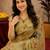  beige chanderi cotton blend printed  1 minute ready to wear saree with unstitched blouse piece