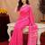  pink chanderi cotton blend printed work 1 minute ready to wear saree with unstitched blouse piece