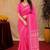  pink chanderi cotton blend printed work 1 minute ready to wear saree with unstitched blouse piece