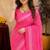  pink chanderi cotton blend printed work 1 minute ready to wear saree with unstitched blouse piece