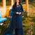 Dark-blue rayon embroidered palazzo set