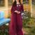 Magenta rayon embroidered palazzo set