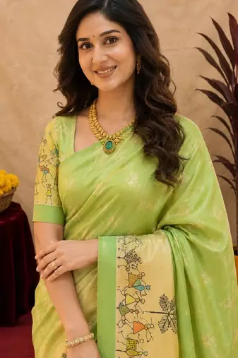  pista chanderi cotton blend printed  1 minute ready to wear saree with unstitched blouse piece