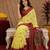  yellow maroon chanderi cotton blend printed 1 minute ready to wear saree with unstitched blouse piece