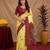  yellow maroon chanderi cotton blend printed 1 minute ready to wear saree with unstitched blouse piece