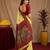  yellow maroon chanderi cotton blend printed 1 minute ready to wear saree with unstitched blouse piece