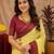  yellow maroon chanderi cotton blend printed 1 minute ready to wear saree with unstitched blouse piece