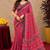  pink black chanderi cotton blend printed  1 minute ready to wear saree with unstitched blouse piece