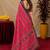  pink black chanderi cotton blend printed  1 minute ready to wear saree with unstitched blouse piece