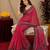  pink black chanderi cotton blend printed  1 minute ready to wear saree with unstitched blouse piece