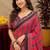  pink black chanderi cotton blend printed  1 minute ready to wear saree with unstitched blouse piece