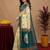  off white turquoise chanderi cotton blend  1 minute ready to wear saree with unstitched blouse piece