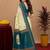  off white turquoise chanderi cotton blend  1 minute ready to wear saree with unstitched blouse piece