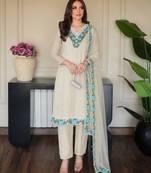 Off-white organza embroidered kurta set
