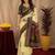  cream mehendi chanderi cotton blend printed  1 minute ready to wear saree with unstitched blouse piece