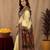  cream mehendi chanderi cotton blend printed  1 minute ready to wear saree with unstitched blouse piece