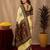  cream mehendi chanderi cotton blend printed  1 minute ready to wear saree with unstitched blouse piece