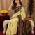  cream mehendi chanderi cotton blend printed  1 minute ready to wear saree with unstitched blouse piece