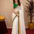  white green chanderi cotton blend printed 1 minute ready to wear saree with unstitched blouse piece