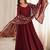 Maroon silk blend embroidered anarkali set