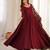 Maroon silk blend embroidered anarkali set