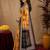  yellow black chanderi cotton blend printed  1 minute ready to wear saree with unstitched blouse piece