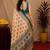  peach turquoise chanderi cotton blend printed  1 minute ready to wear saree with unstitched blouse piece