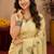  light beige chanderi cotton blend printed  1 minute ready to wear saree with unstitched blouse piece