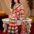  off white chanderi cotton blend printed 1 minute ready to wear saree with unstitched blouse piece