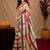 off white chanderi cotton blend printed 1 minute ready to wear saree with unstitched blouse piece