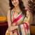  off white chanderi cotton blend printed 1 minute ready to wear saree with unstitched blouse piece