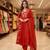 Red chanderi embroidered anarkali set