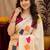  off white pink chanderi cotton blend printed 1 minute ready to wear saree with unstitched blouse piece