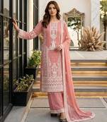 Peach faux georgette embroidered palazzo set