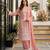 Peach faux georgette embroidered palazzo set
